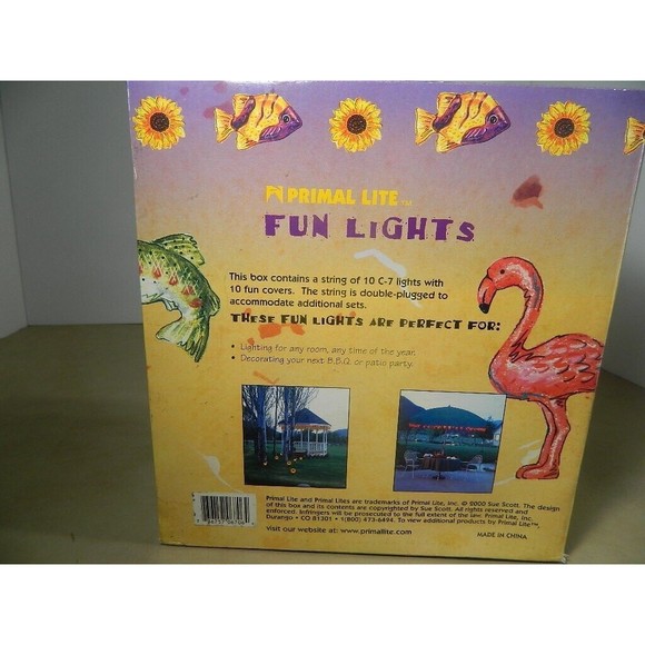 Primal Lite Fun Lights 10 US Flags on 12 Foot String 3"H X 4.25"L  Patio Camping - Picture 4 of 5